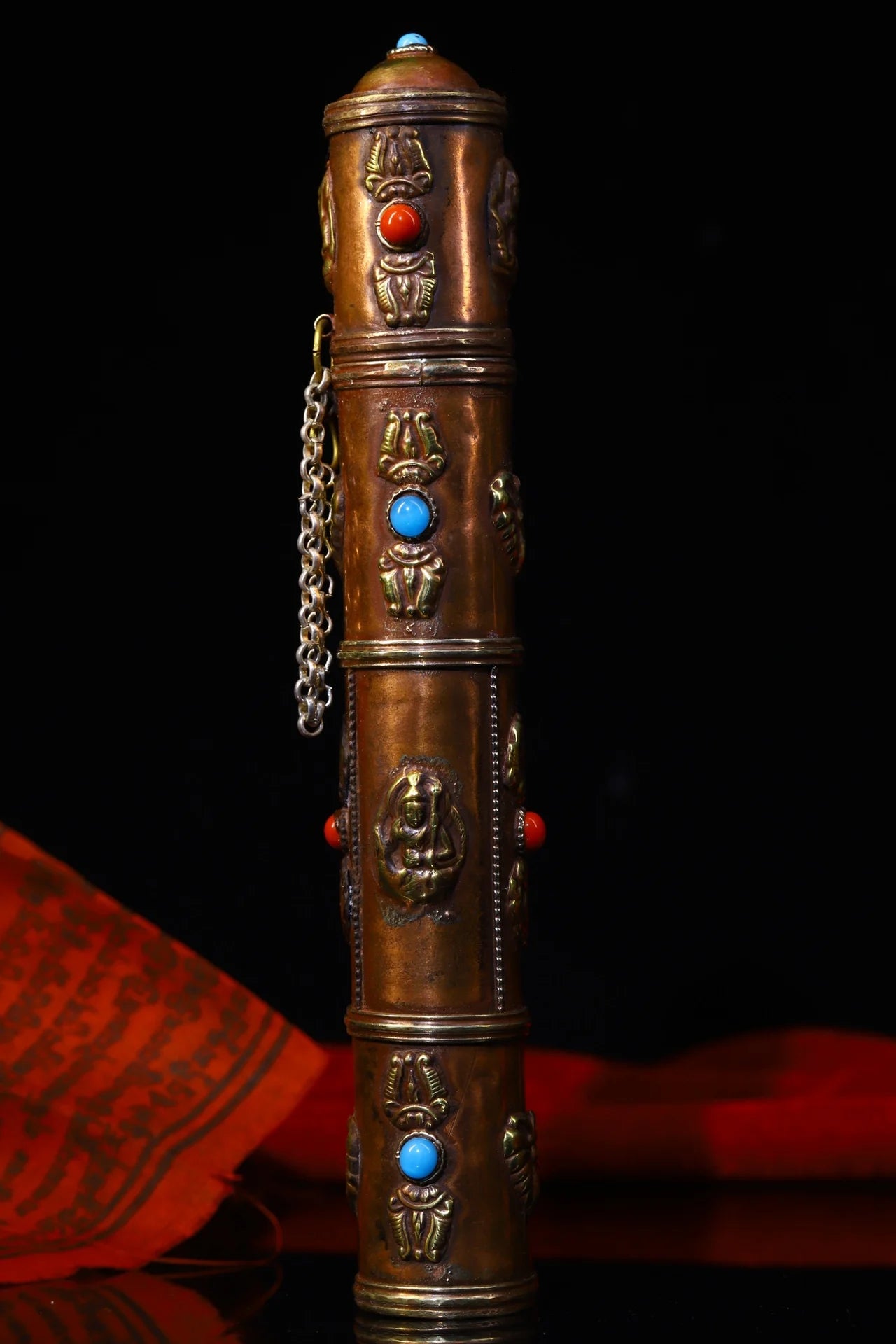 9" Tibetan Bronze Filigree Incense Tube Box & Fork – Asian Home Decor