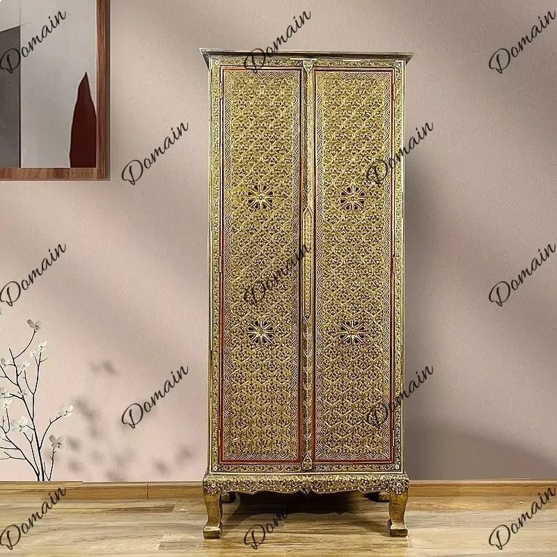 Thai Solid Wood Entryway Cabinet Vintage Zen Storage Console Table Southeast Asian Style Furniture
