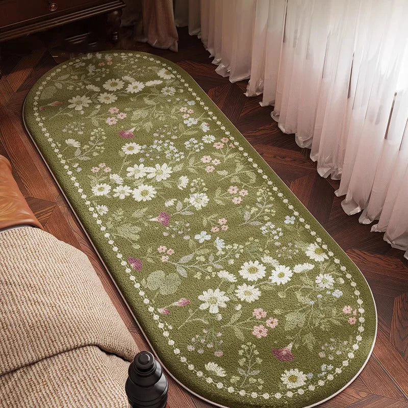 Retro Oval Living Room Carpet Floral Pattern Classic Creative Art Bedroom Runner Rug Home Decoration Sofa Coffee Table Mat Tapis