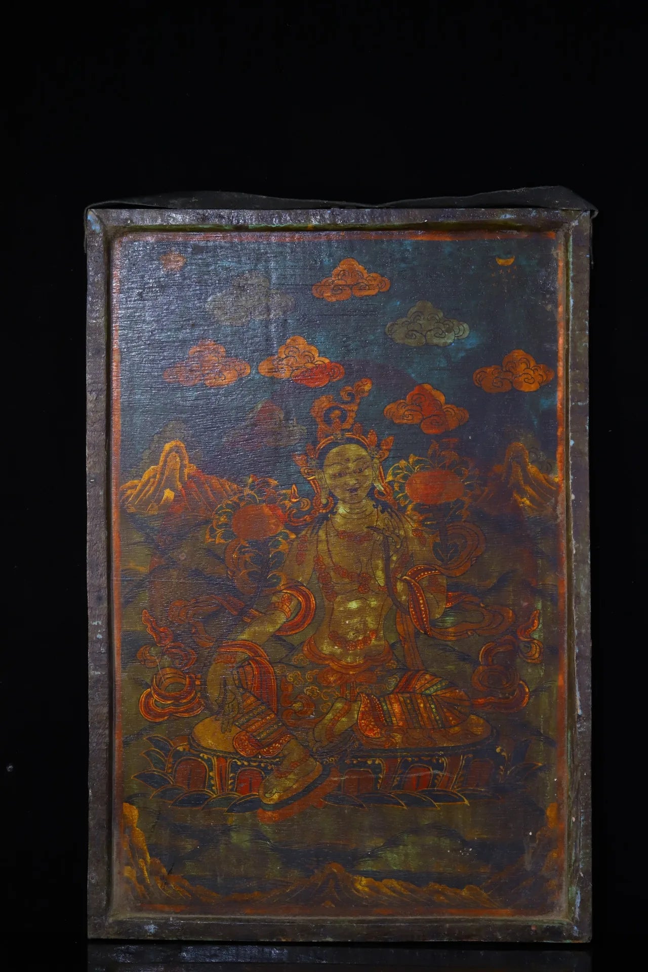 Tibetan White Tara Thangka on Bodhi Root Wood (23")