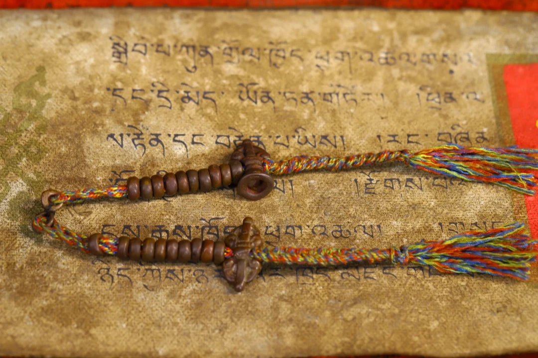 Tibetan Temple Bronze Buddha Beads Bracelet – Dharma Counter & Amulet (6")