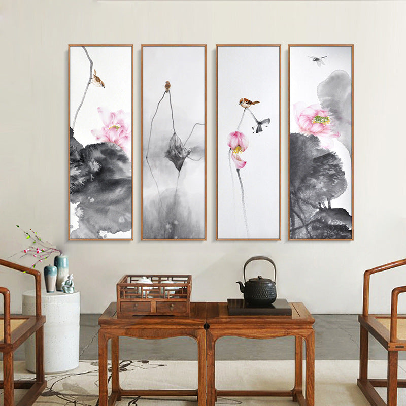 Lotus Ink Painting New Chinese Decorative Zen Mural