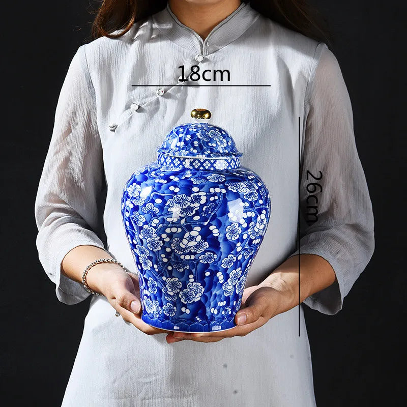 Blue & White Porcelain General Jar | Plum Blossom Ginger Jar & Tea Caddy