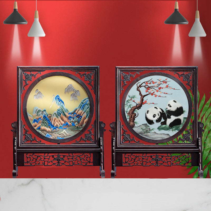 Hand-crafted Double-sided Chinese Embroidery Table Screen