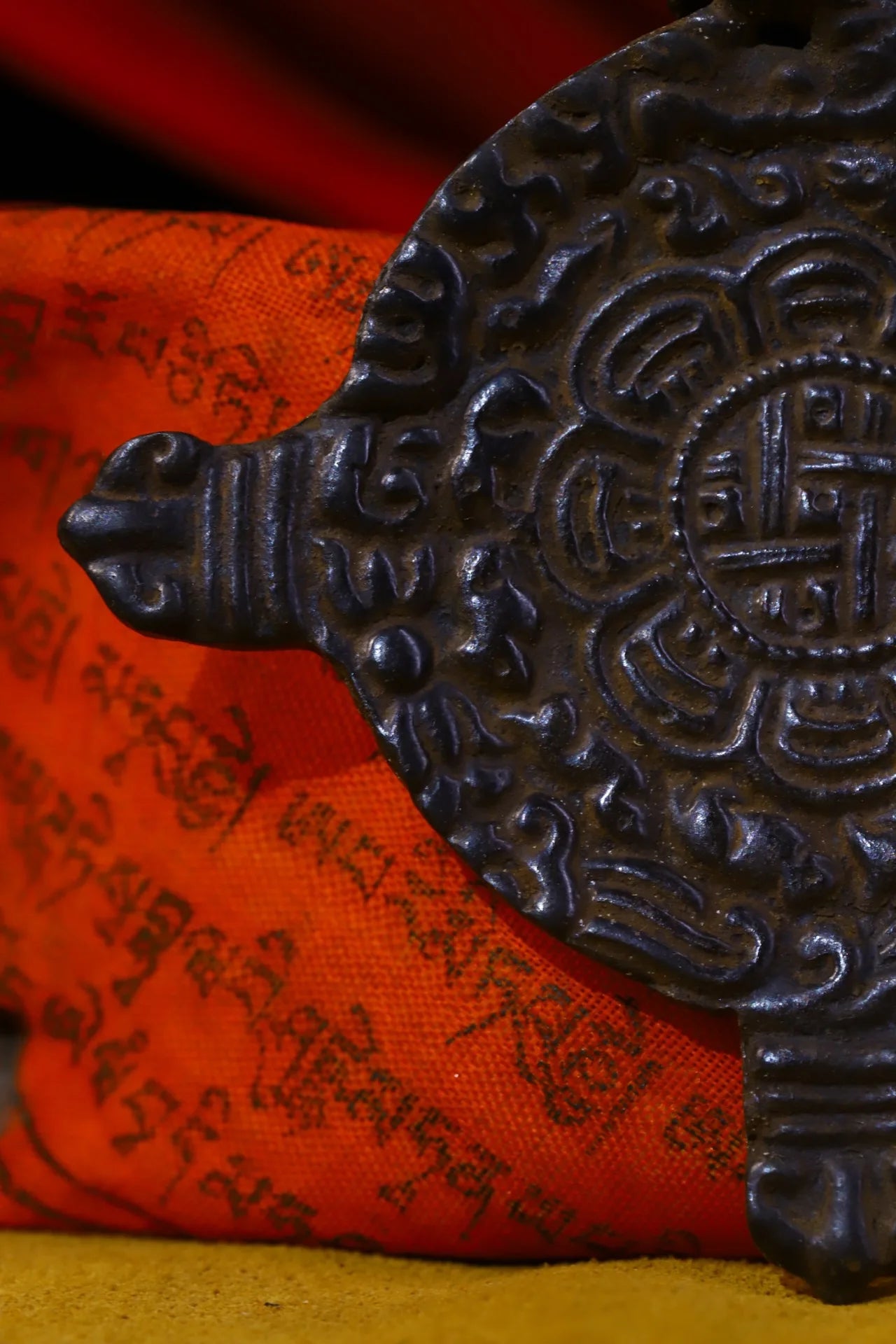 4" Bronze Six‑Word Proverb Turtle Amulet – Asian Home Decor Pendant