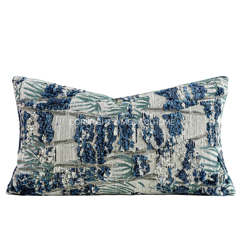 Oriental Ancient Indigo Hand-Tufted Cushion Cover – Jungle Throw Pillowcase