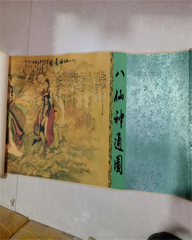 China Old long Scroll,Watercolor Ink Painting, Ding Yunpeng's Eight Immortals Divine Art Diagram