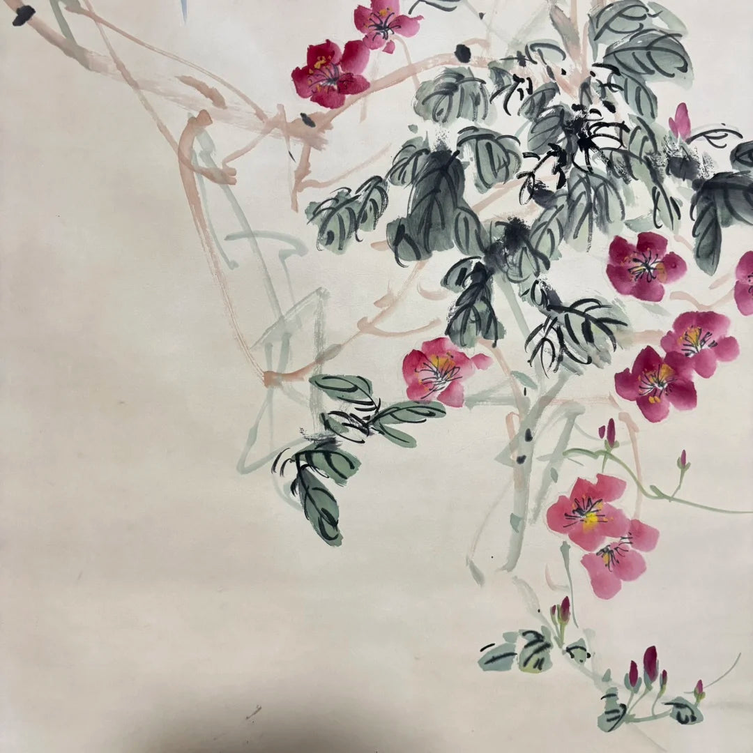 Original Hand-Painted Zhongtang Flower & Bird Painting by Wang Xuetao (One-of-a-Kind)