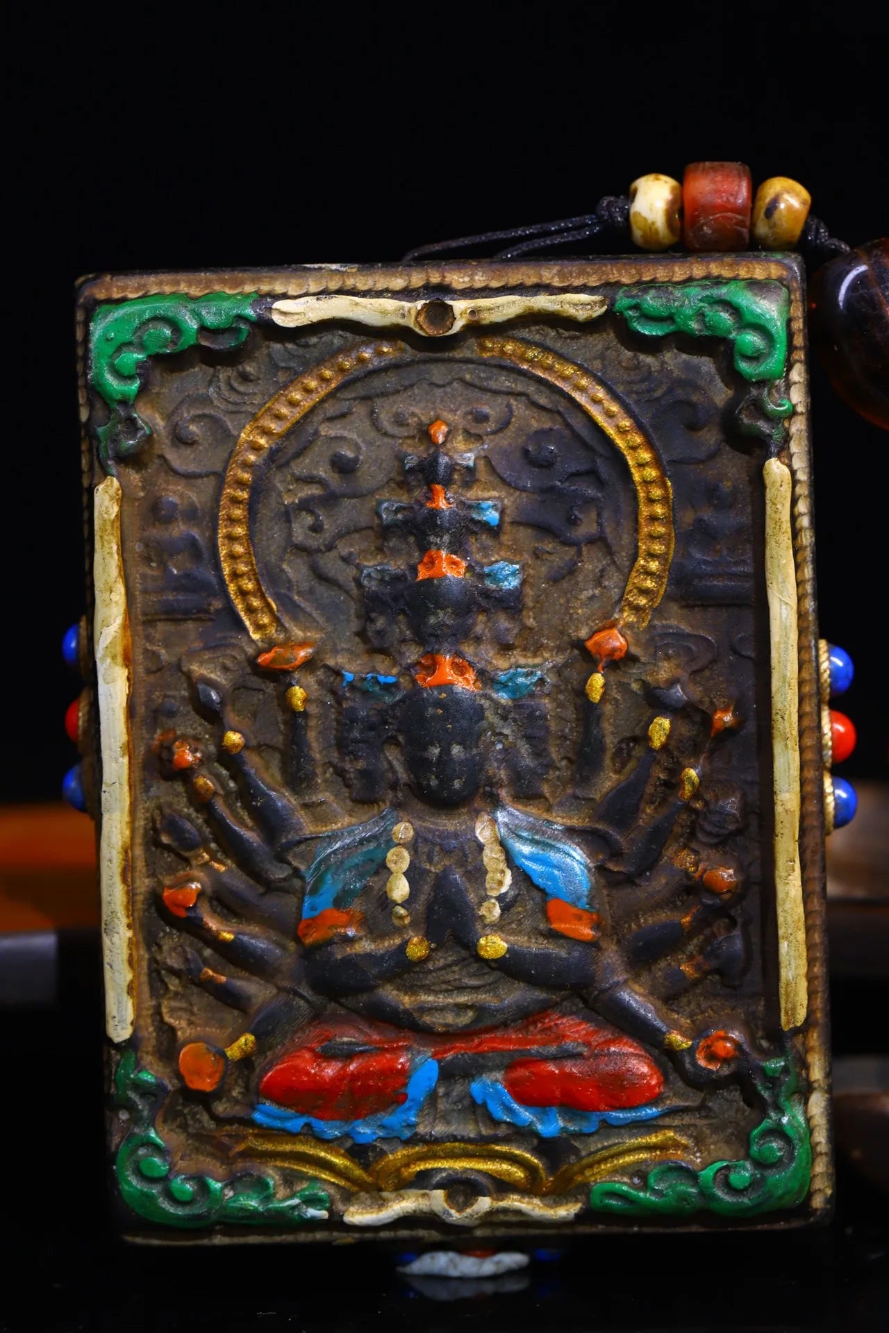4" Cundhi Bodhisattva Meteorite-Style Plaque – Temple gZi Gem Amulet