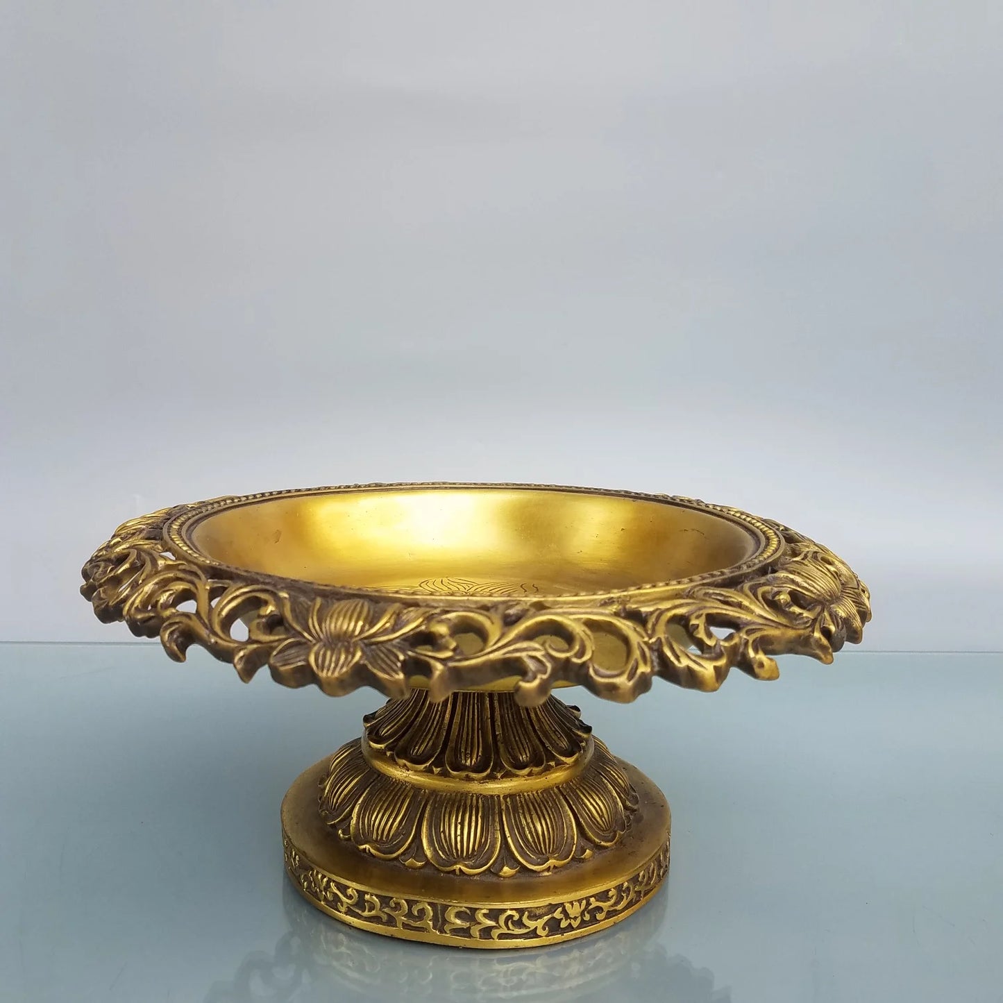 Tibetan Temple Bronze Lotus Fruit Plate – Cornucopia Treasure Bowl (10")