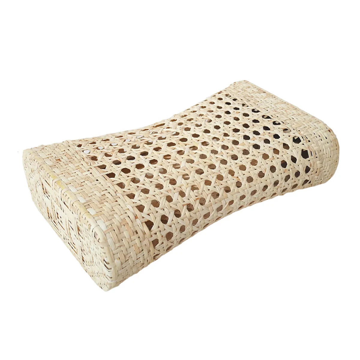 Hand-Woven Natural Straw & Rattan Cooling Pillow – Breathable Hollow Headrest & Neck Support