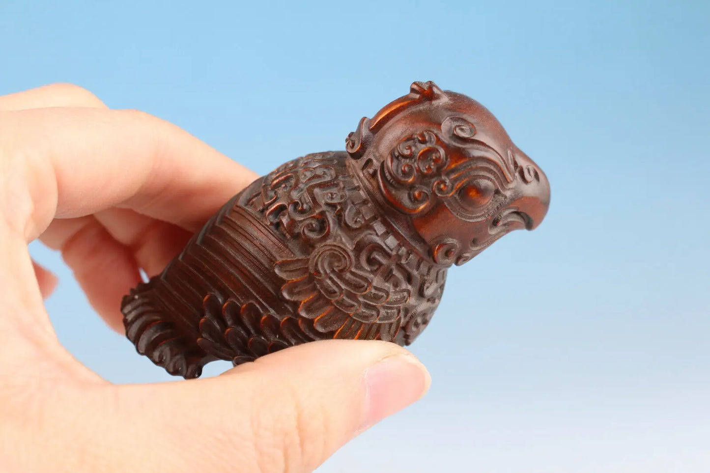chinese boxwood handmade carving bird statue collectable netsuke good stand