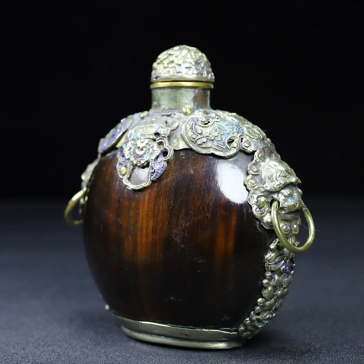 Tigerschnupfflasche aus Cloisonné mit Hängering – Asiatische Deko