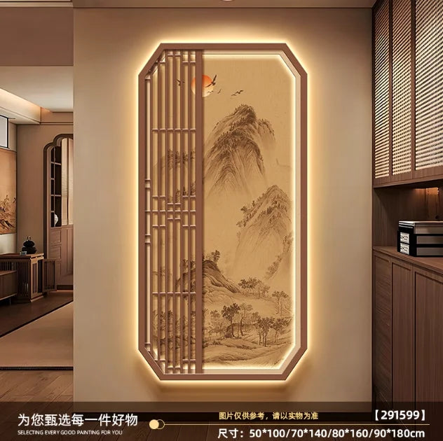 Illuminated Landscape LED Wall Light – Luminous Shanshui Mural & Corridor Sconce