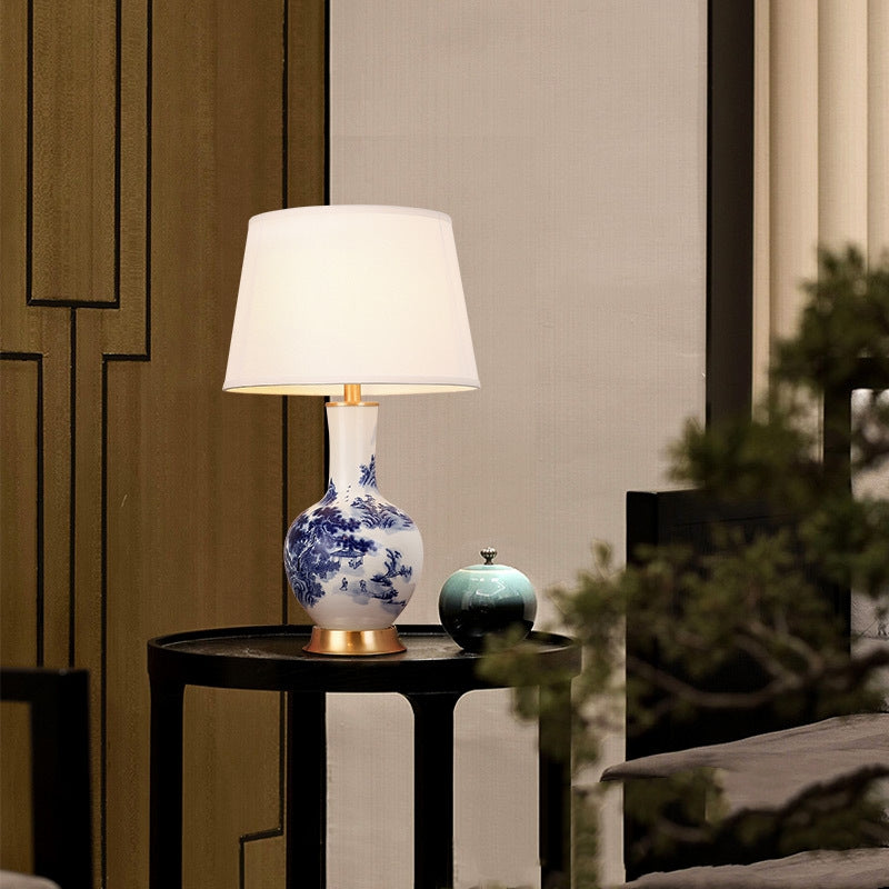 Chinese Design Blue and White Porcelain Table Lamp Chinese Button On/Off or Remote