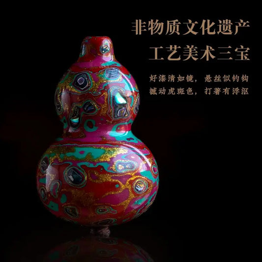 Handcrafted Lacquerware Fortune Gourd Charm – Auspicious Phone Lanyard & Keychain Pendant