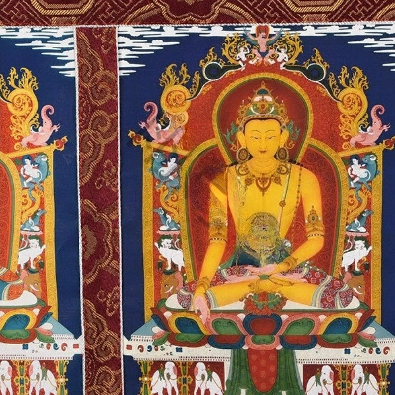 Tibetan Style Colorful Painted Five-Dragon Buddha Curtain Fabric Curtain Door Special Handmade Curtains Household Temple Worship