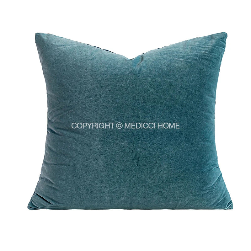 Oriental Ancient Indigo Hand-Tufted Cushion Cover – Jungle Throw Pillowcase