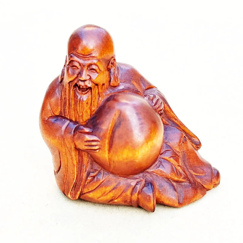 2" Buchsbaum Gott der Langlebigkeit Netsuke – Japanische Miniatur