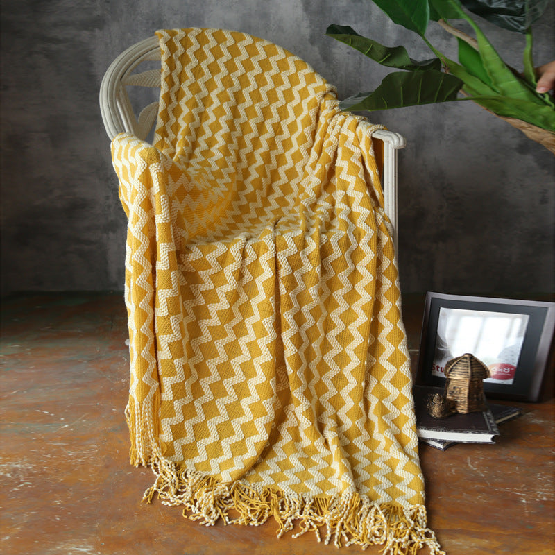 Knitted Wool and Chenille Blanket