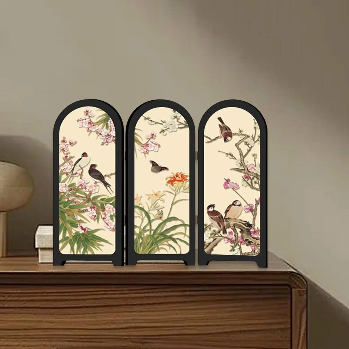 Mini Desktop 3-Panel Folding Screen | Tabletop Asian Decor