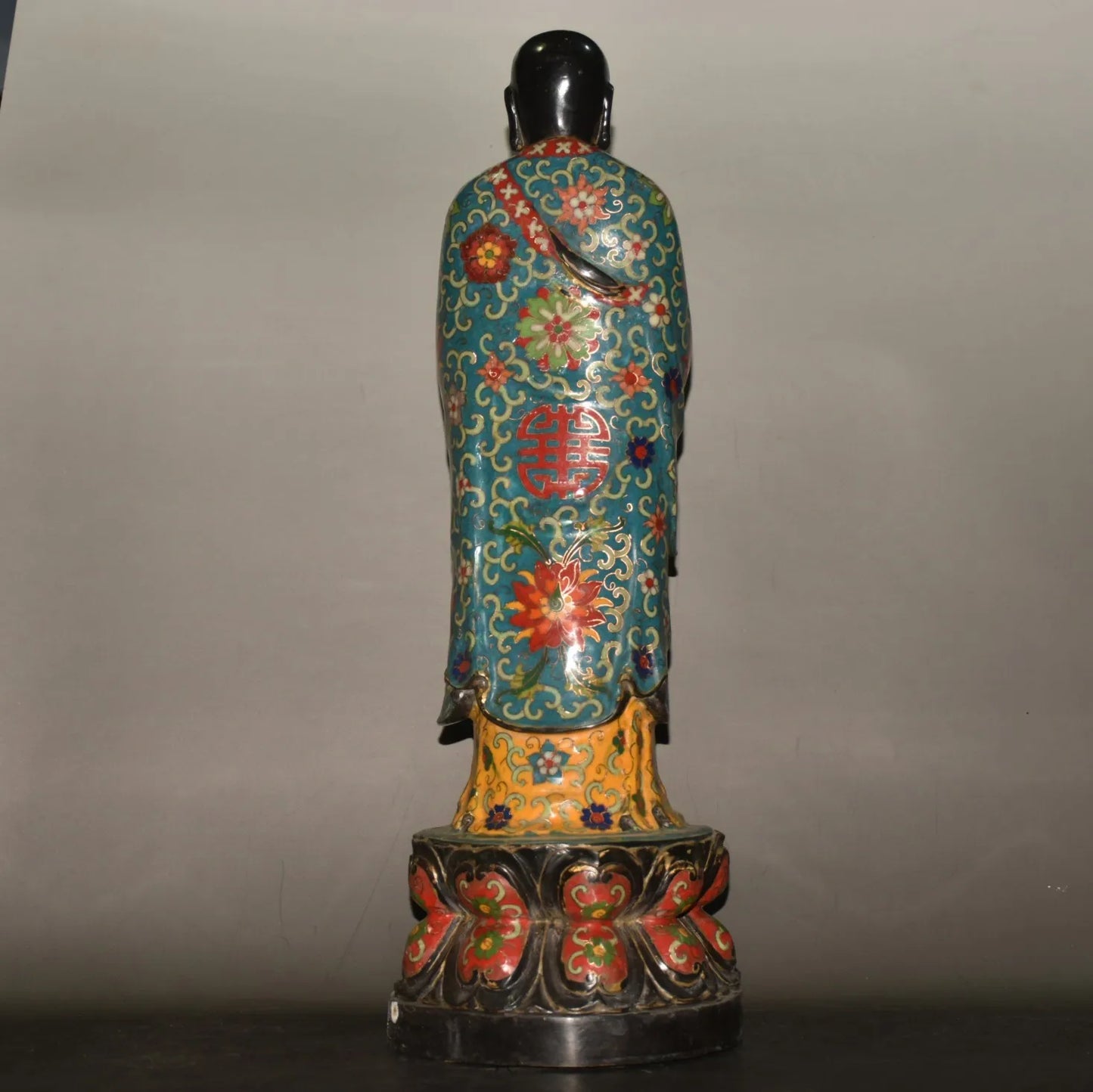18" Tibetan Temple Collection Bronze Cloisonné Enamel Amitabha & Ksitigarbha Bodhisattva