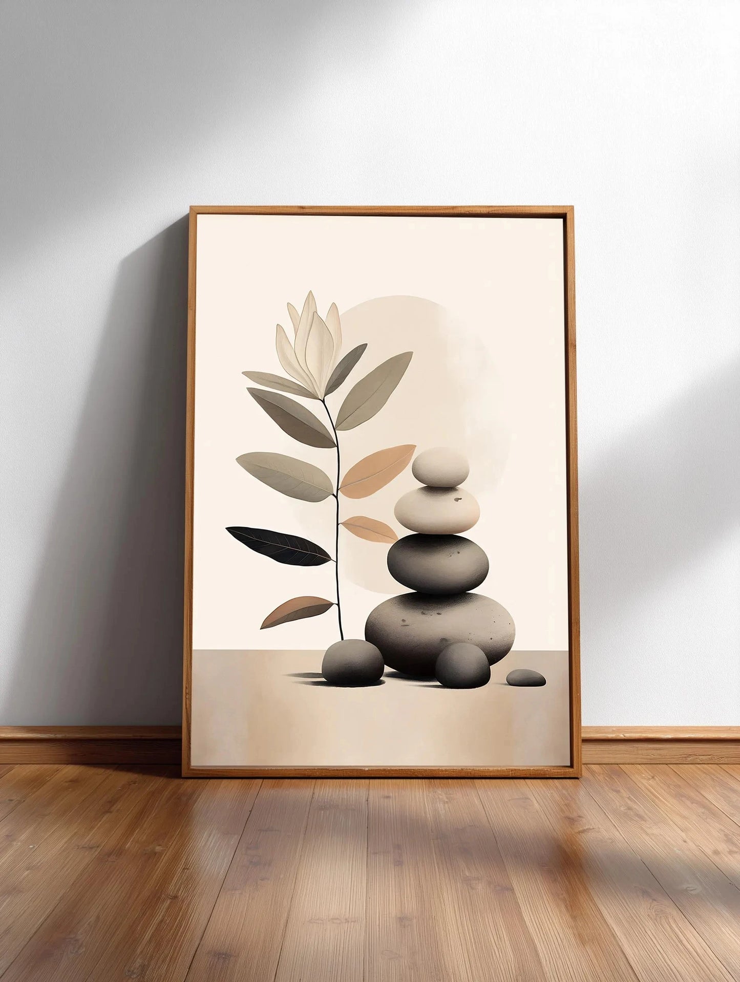 Minimalist Japanese Bamboo Forest & Crane Zen Wall Art Print