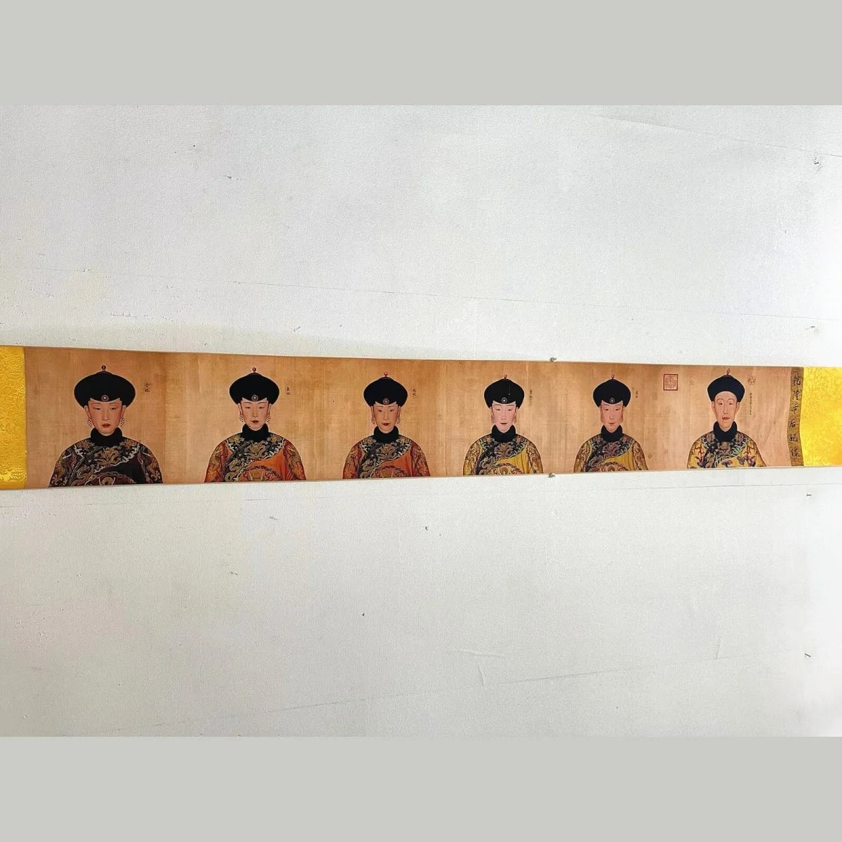 Replica of Old Chinese Design Long Scroll Painting Qian Long Emperor Empress Portrait