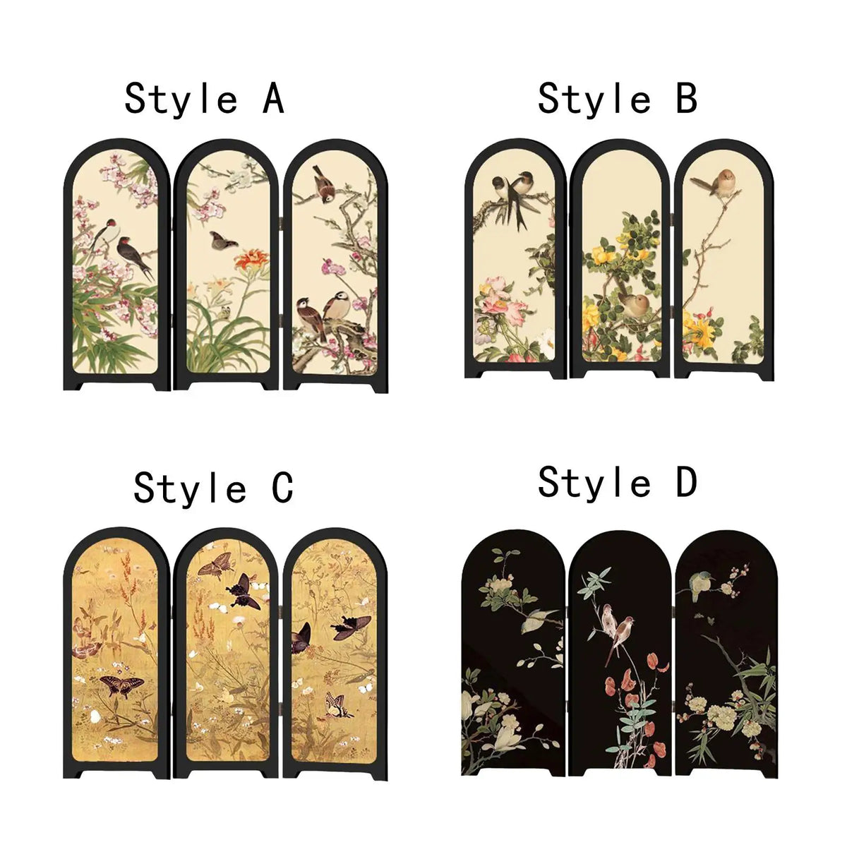 Mini Desktop 3-Panel Folding Screen | Tabletop Asian Decor