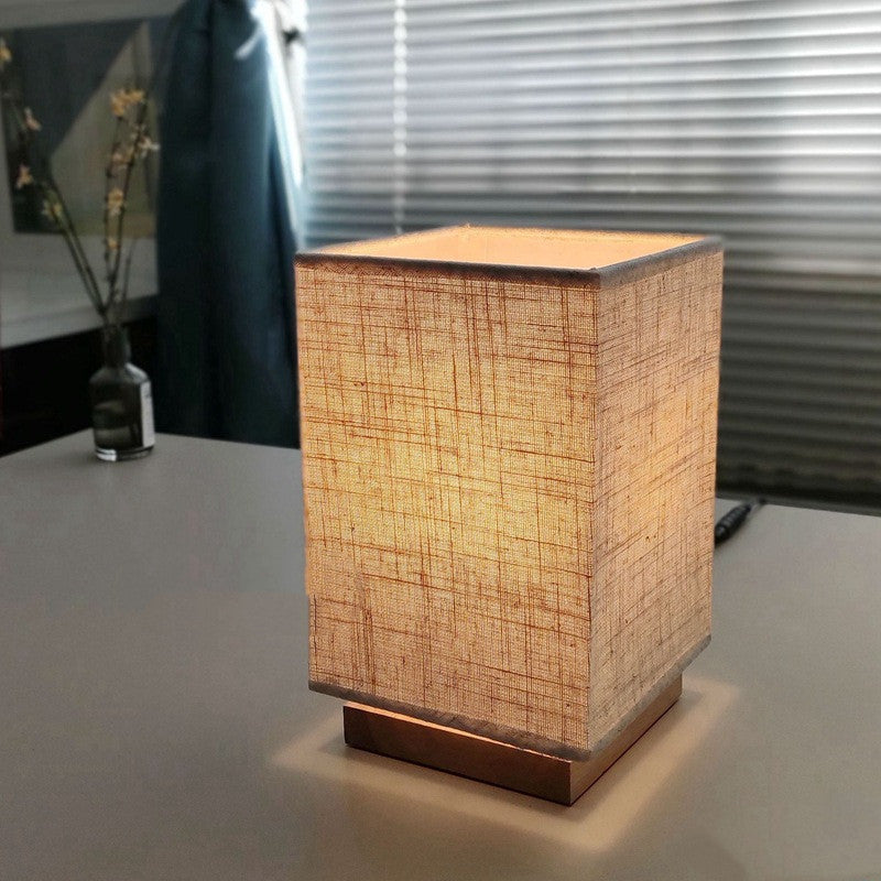 Japanese Zen Square Solid Wood Table Lamp