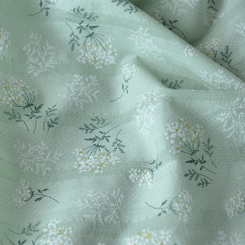 Japanese Small Floral Jacquard Embroidered Cotton Fabric