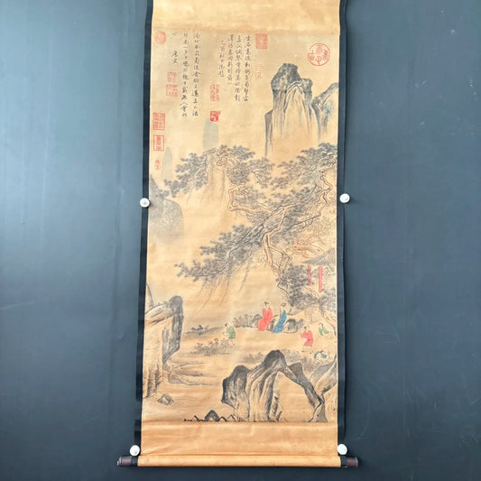 Tang Liuren Figur Hängerolle auf Xuan-Papier