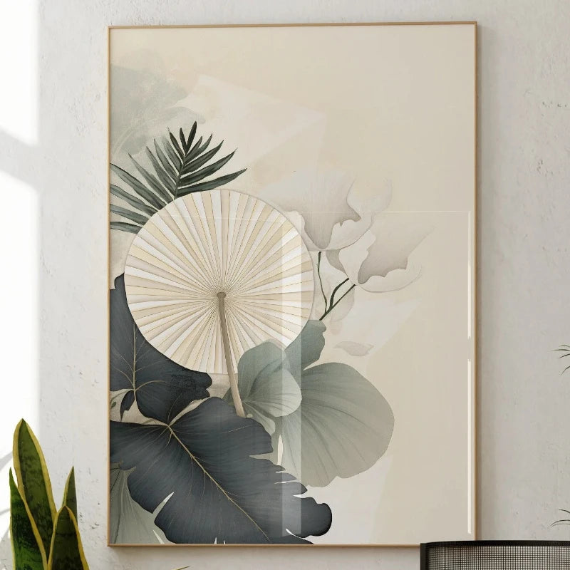 Minimalist Japanese Bamboo Forest & Crane Zen Wall Art Print