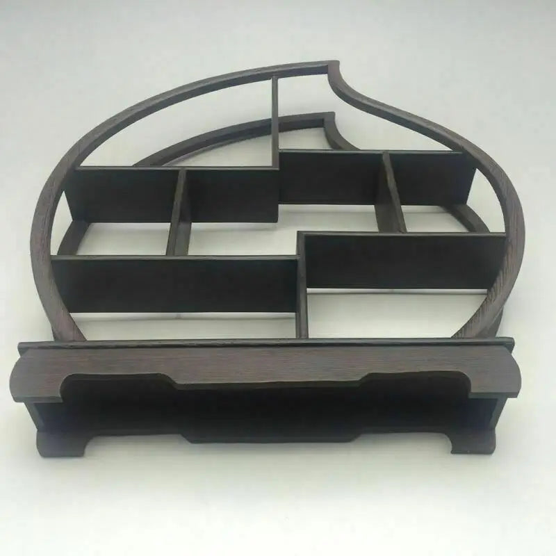 Delicate Chinese Wood Carved Peach Shape Stand Shelf for Statue Snuff Bottle Antique Asian Decorative Item