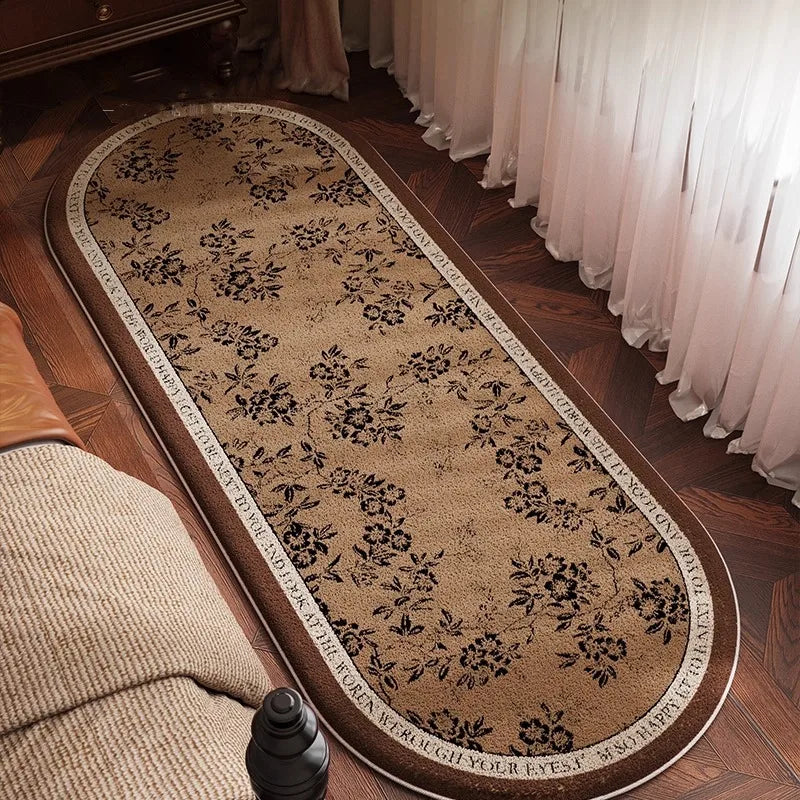 Retro Oval Living Room Carpet Floral Pattern Classic Creative Art Bedroom Runner Rug Home Decoration Sofa Coffee Table Mat Tapis