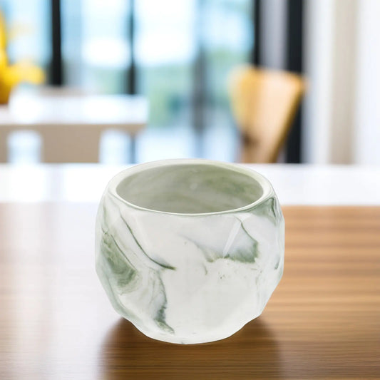 Premium Green Marble-Finish Ceramic Succulent Planter (8 × 5 cm)