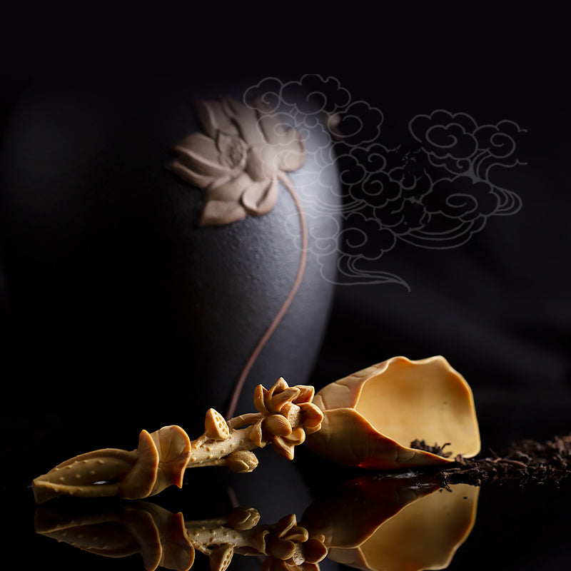 Yueqing Boxwood Carved Chinese Spoon for Tea