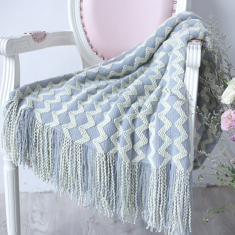 Knitted Wool and Chenille Blanket
