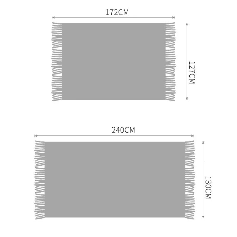 Textile City Home Decorative Thickened Knitted Blanket Corn Grain Waffle Embossed Winter Warm Tassels Throw Bedspread 130x240cm