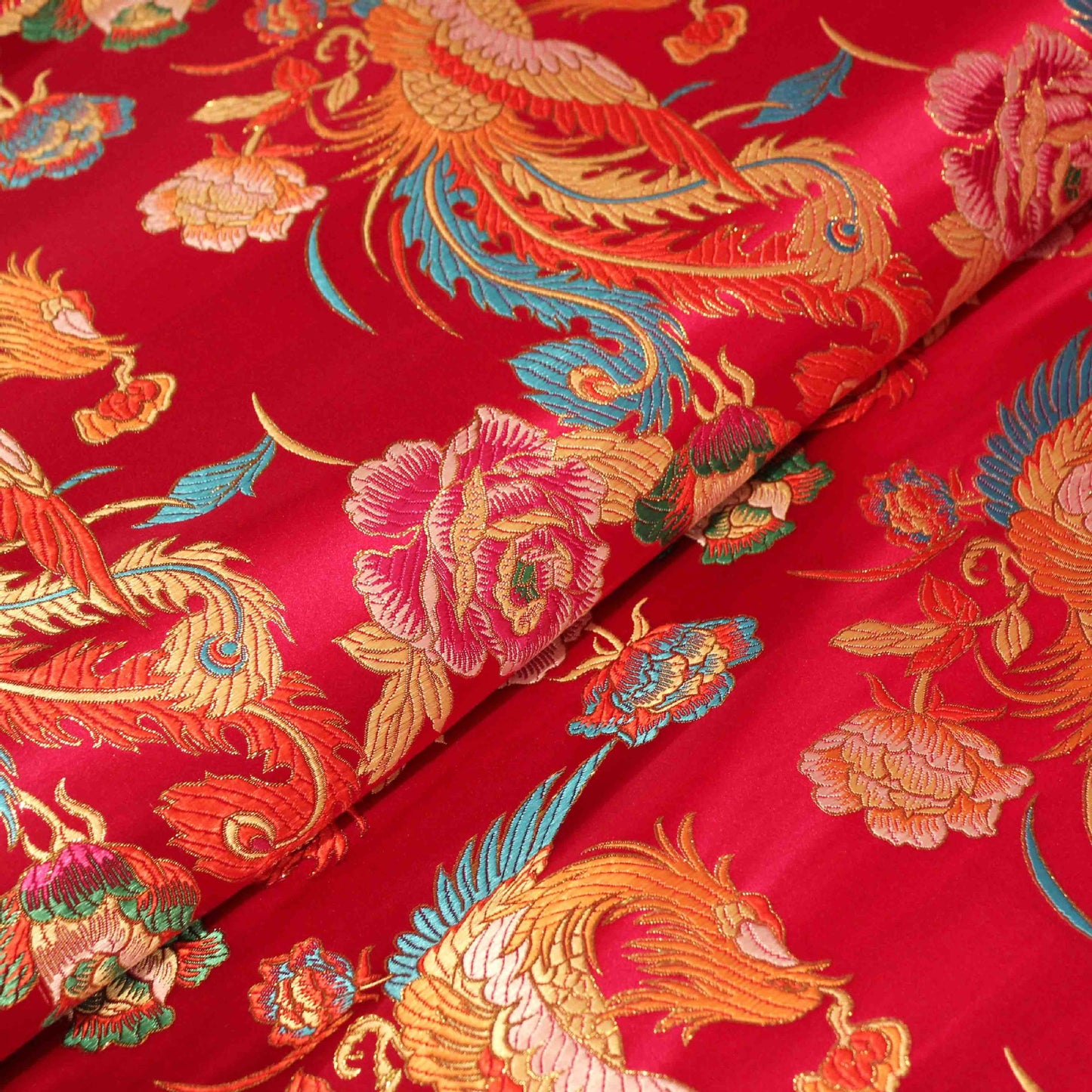 Chinese Wind Phoenix Dragon Embroidered Cheongsam Fabric