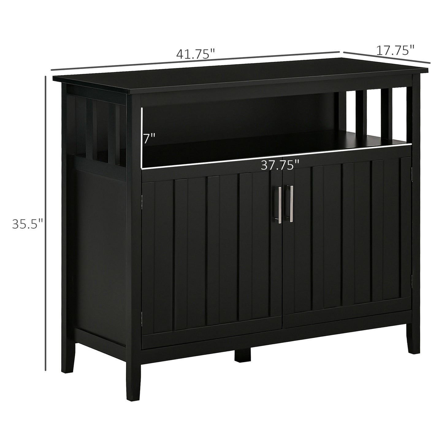 Black Sideboard Buffet Cabinet with 2 Doors and Adjustable Shelves