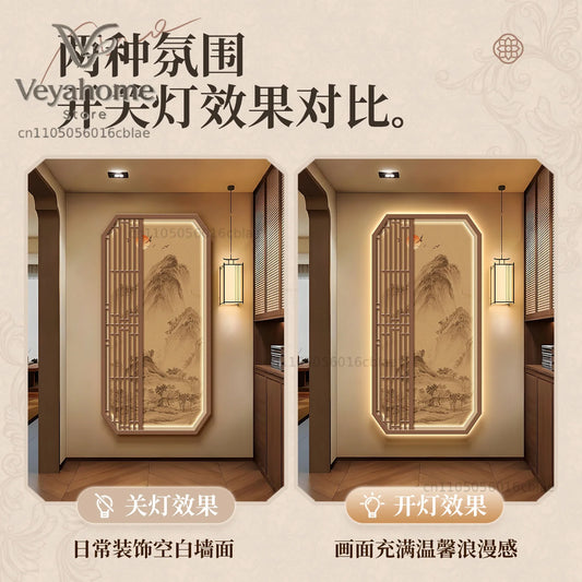 Illuminated Landscape LED Wall Light – Luminous Shanshui Mural & Corridor Sconce
