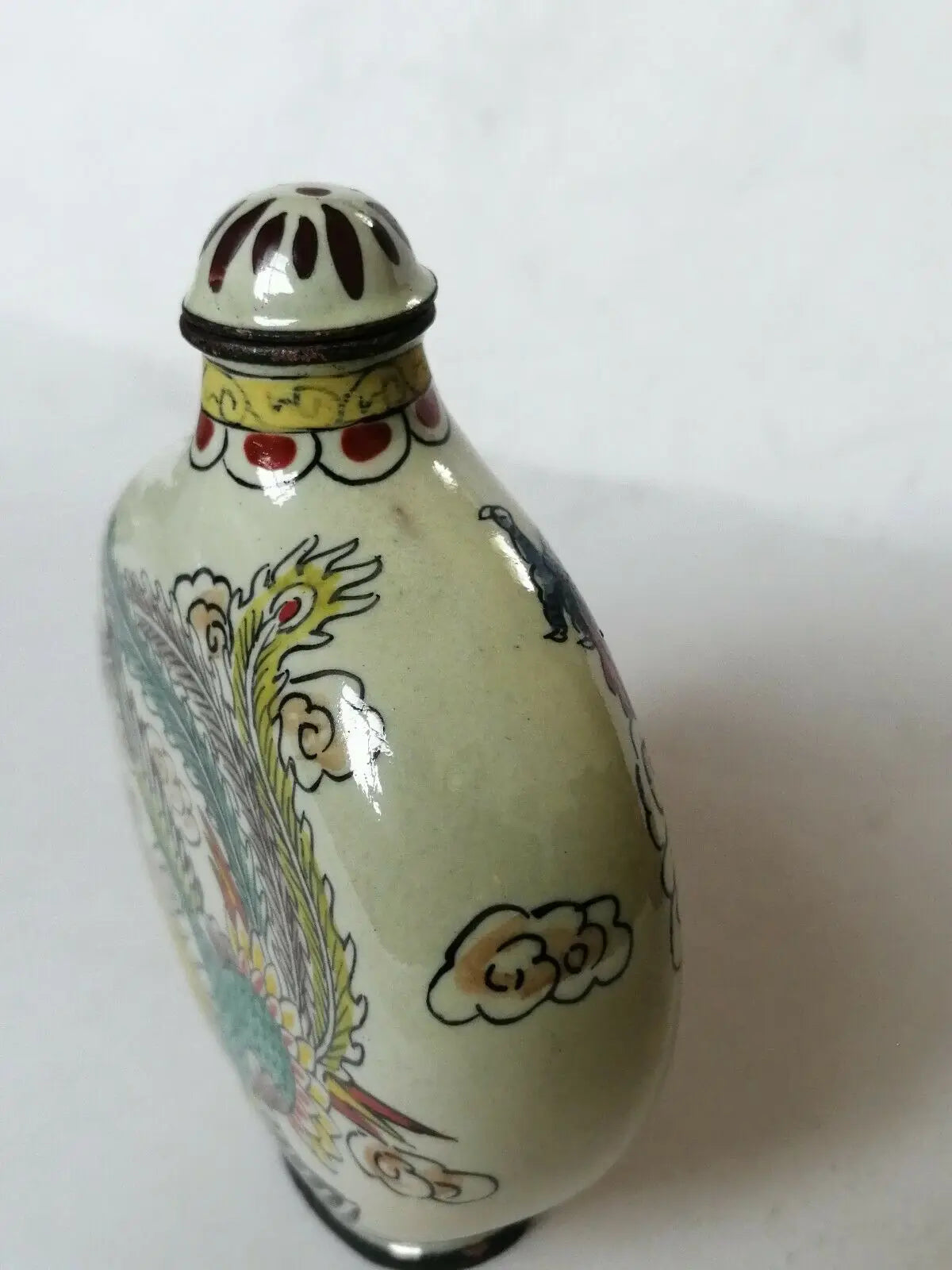 Chinese Antique Cloisonne Enamel Painted Snuff Bottle