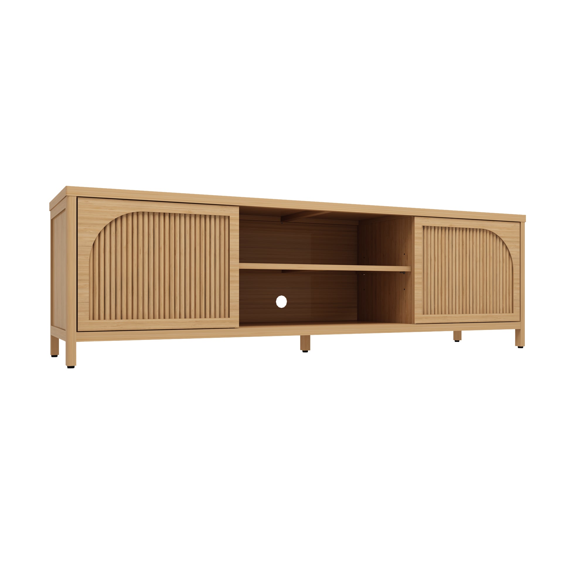 バンブーファニチャーテレビステーション【cabinet】 Sustainable Bamboo TV Media Console (Natural Finish) – Far East Finds