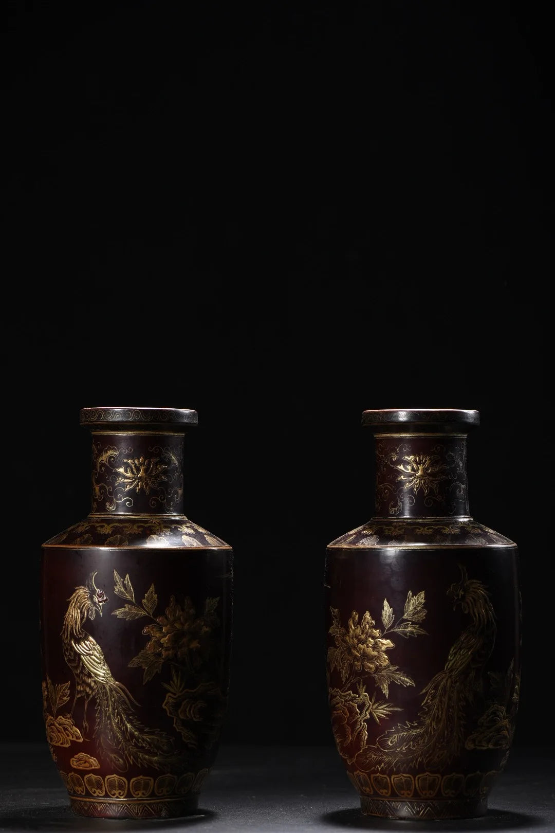 9" Tibetan Porcelain Phoenix & Peony Vases (Pair) – Asian Home Decor