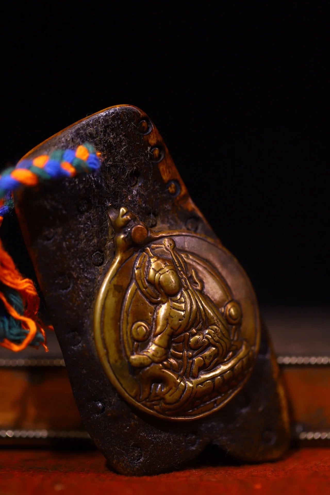4" Gabbro & Cinnabar Padmasambhava Amulet – Temple Kapala Pendant
