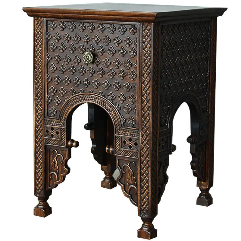 Southeast Asian style solid wood small bedside table furniture ST092 Thai Turkish wooden edge corner table