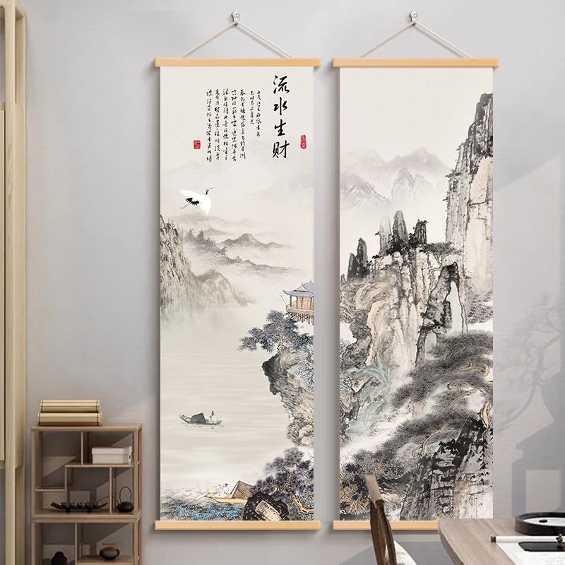 Chinese living room painting, poster wall art wall decoration, art decoration canvas, making money through flowing water