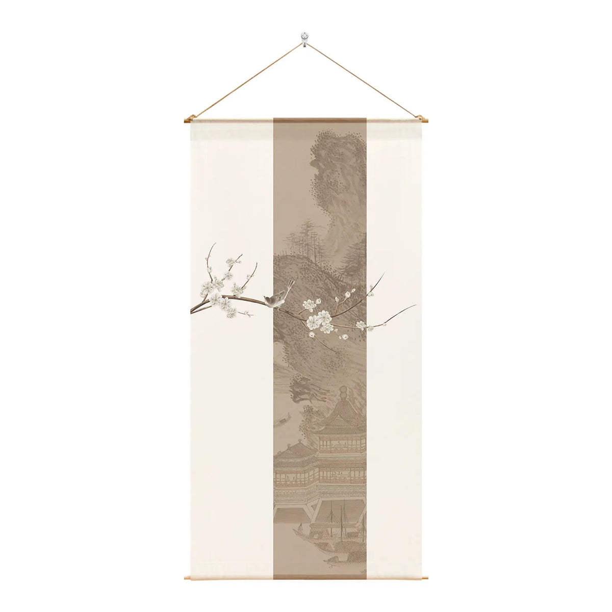 Japanese Zen Sheer Gauze Hanging Room Divider | Tea Room & Meditation Drape