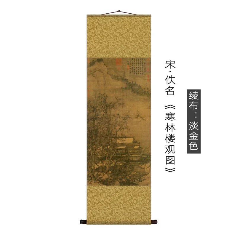 Antique Hanging Paintings Teahouse Scroll Decorative Painting Famous Silk Hanging Paintings Room Decor Aesthetic Wall Art